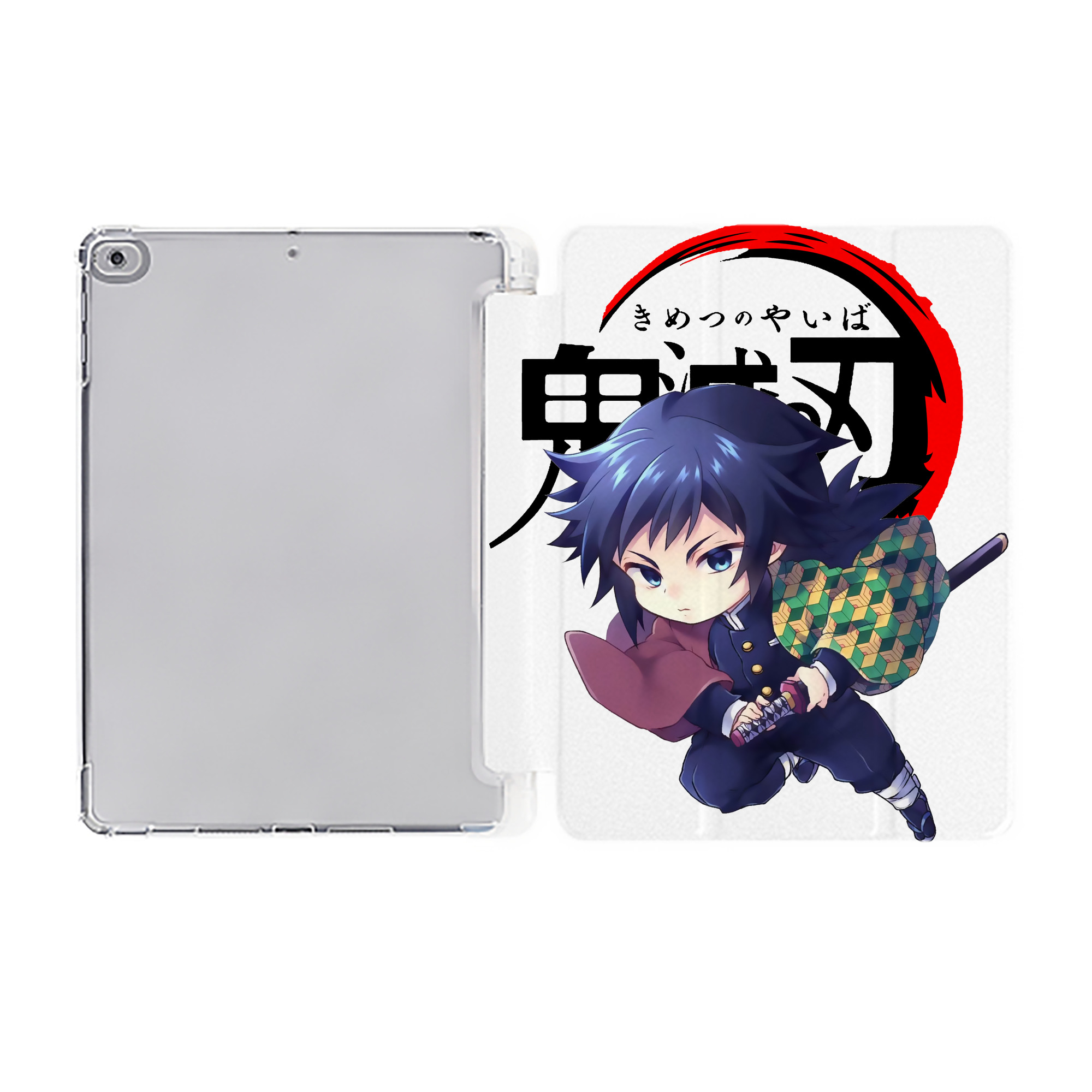 （画像用） 鬼滅の刃（きめつのやいば）水柱-冨岡 義勇／とみおか ぎゆう Tomioka Giyuu IPad ケース ペン収納付き 三つ折りスタンド PUレザー×シリコン 対応機種9.5/10.5/10.9インチ
